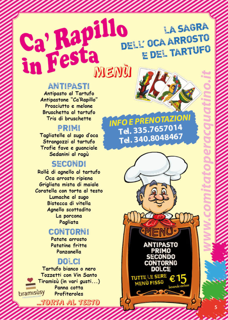 Programma Ca' Rapillo in Festa - Sagra dell'Oca Arrosto e del Tartufo 2018, Spello (Perugia, Umbria)